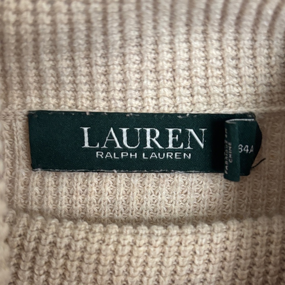 Women’s Lauren Ralph Lauren Beige Turtleneck Knit Sweater with Drawcord - Picture 2 of 2